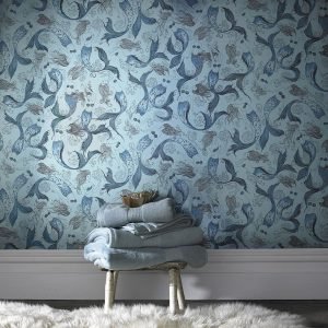 Designer wallpapers and wall decorations for the bathroom