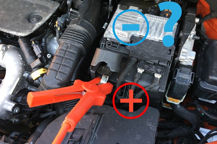 Give jump start help without a negative pole on the battery
