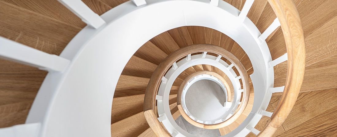 Modern spiral staircase a total eye catcher in the interior