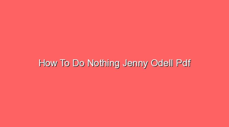 how to do nothing jenny odell pdf 16497