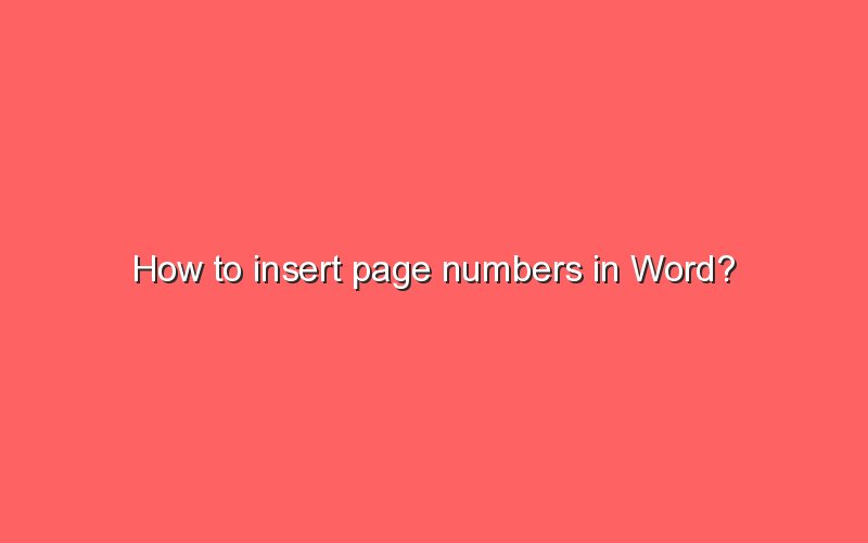 How To Insert Running Page Numbers In Word