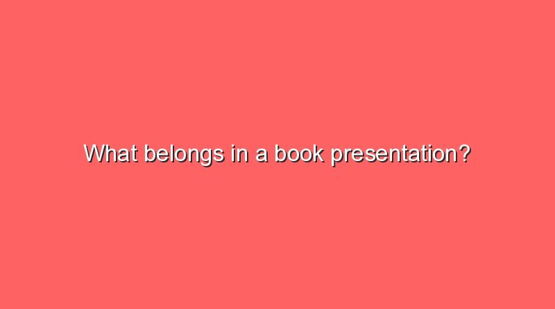 what belongs in a book presentation 9024