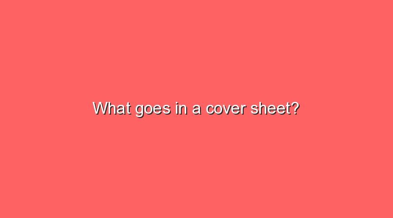 what goes in a cover sheet 8042