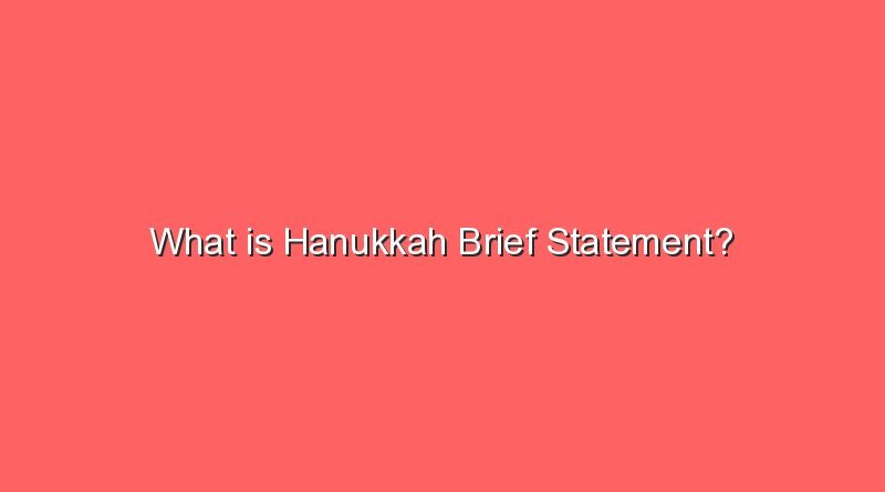 what is hanukkah brief statement 9788