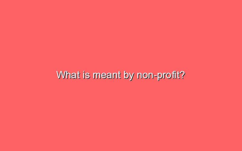 What Is Meant By Non Profit Organisation